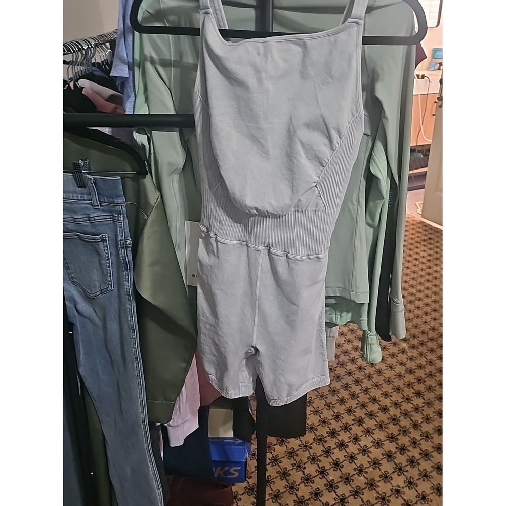 Free People Movement Good Karma Romper Light Blue Acid Wash XS/S Activewear